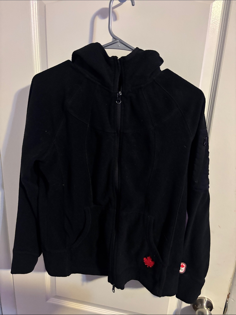 2010 Olympic Team Canada Black Hooded Utility Jacket with Red Maple Accent